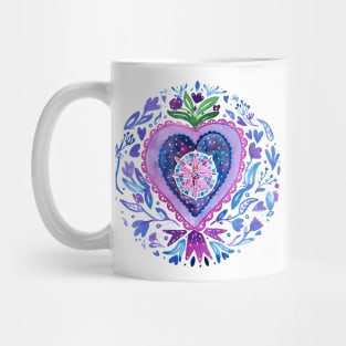 Mexican milagrito heart folk flowers Mug